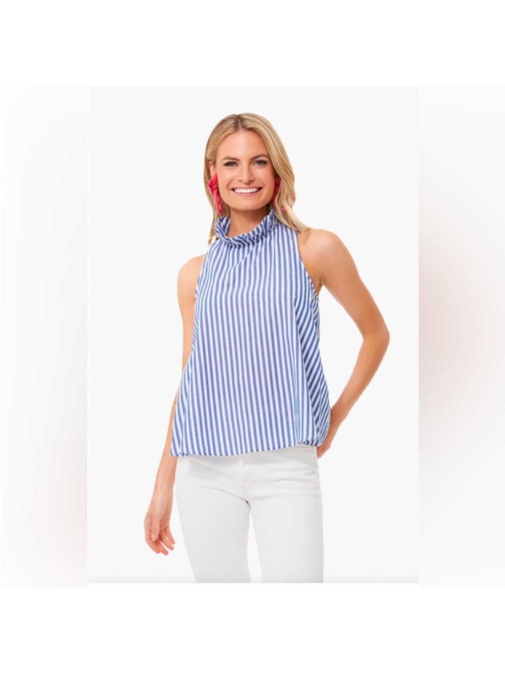 Tuckernuck Pomander Place Blue and White Striped Mason Blouse Size Small